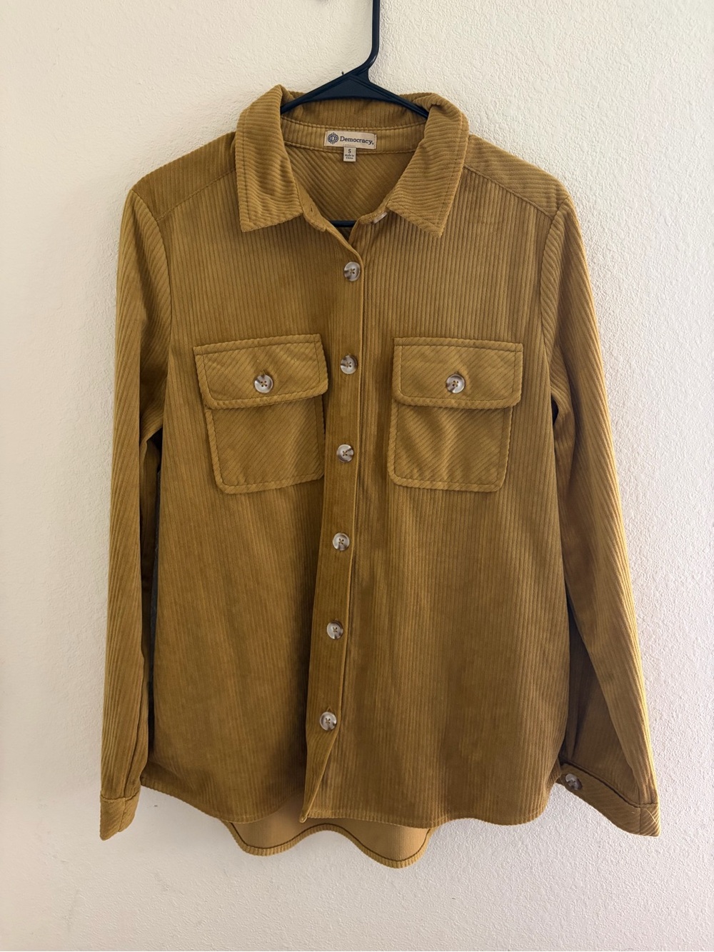 Democracy Corduroy Button-Up Shirt Jacket - Mustard